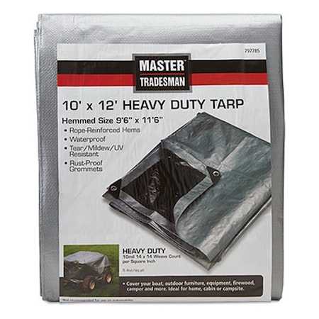 Master 10 ft x 12 ft Tarp, Silver/Black MA576704